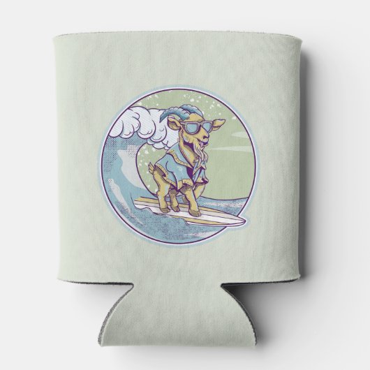 Cartoon op een surfplank blikjeskoeler (Achterkant)