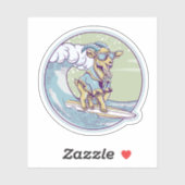 Cartoon op een surfplank sticker (Vel)