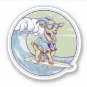 Cartoon op een surfplank sticker (Voorkant)