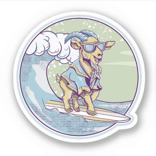 Cartoon op een surfplank sticker (Voorkant)