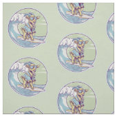 Cartoon op een surfplank stof (Swatch)