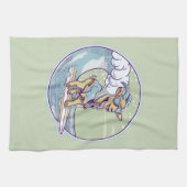 Cartoon op een surfplank theedoek (Horizontaal)