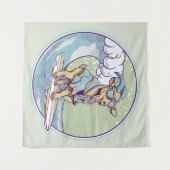 Cartoon op een surfplank wandkleed (Voorkant (horizontaal))