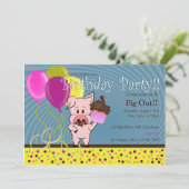 cartoon op verjaardagsuitnodiging kaart (Staand voorkant)