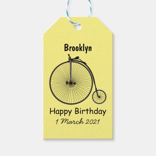 Cartoon op wiel met hoge wielaandrijving cadeaulabel (Voorkant)