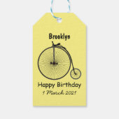 Cartoon op wiel met hoge wielaandrijving cadeaulabel (Achterkant)