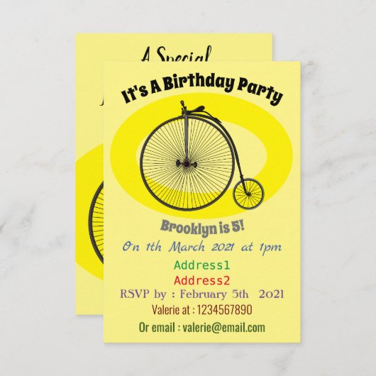 Cartoon op wiel met hoge wielaandrijving kaart (Voorkant / Achterkant)