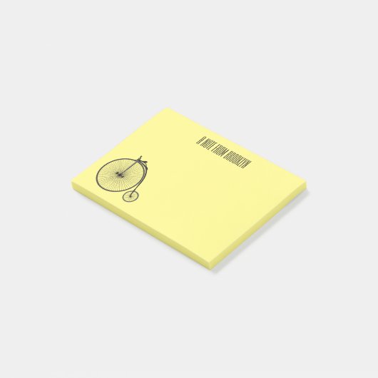 Cartoon op wiel met hoge wielaandrijving post-it® notes (Schuin)