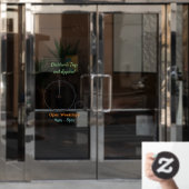 Cartoon op wiel met hoge wielaandrijving raamsticker (Kantoordeur)