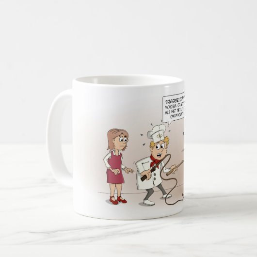 Cartoon; Opletten met tijgerbrood Koffiemok (Voorkant links)