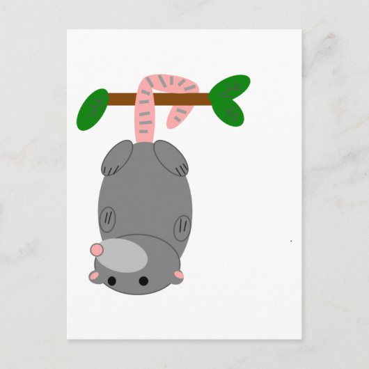 Cartoon Opossum/Possum die ondersteboven door staa Briefkaart (Voorkant)