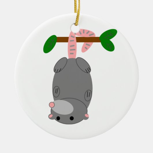 Cartoon Opossum/Possum die ondersteboven door staa Keramisch Ornament (Voorkant)