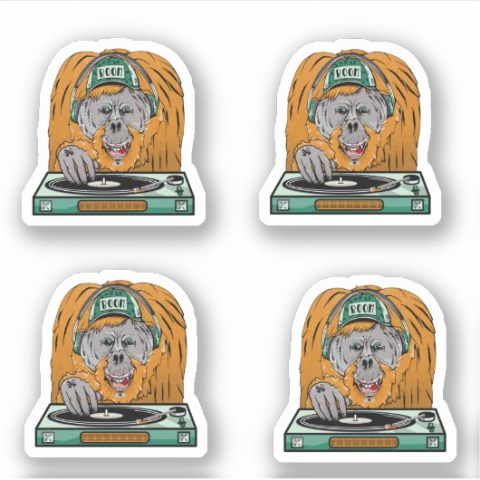 Cartoon Orangutan dj Sticker (Voorkant)