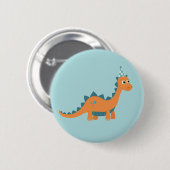 Cartoon oranje dinosaurus met pet ronde button 5,7 cm (Voorkant /achterkant)