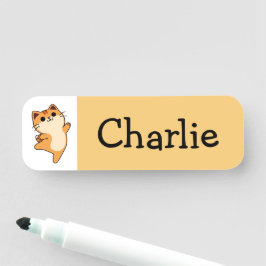 Cartoon Oranje Kat, Custom, Yellow Naamplaatje