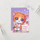 Cartoon Oranje Kitten Happy Moederdag Kaart (Voorkant / Achterkant in situ)