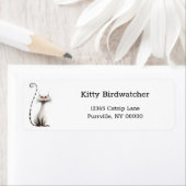 Cartoon Oranje Ogen Witte Kat Grappig Terug Adres Etiket (Insitu)