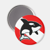 Cartoon Orca Dive Flag Magneet (Voorkant / Achterkant)