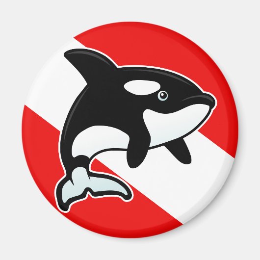 Cartoon Orca Dive Flag Magneet (Voorkant)