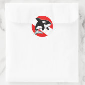 Cartoon Orca Dive Flag Ronde Sticker (Tas)