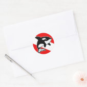 Cartoon Orca Dive Flag Ronde Sticker (Envelop)