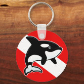 Cartoon Orca Dive Flag Sleutelhanger (Voorkant)