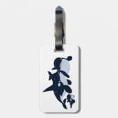 Cartoon Orca Family Bagagelabel (Achterkant verticaal)