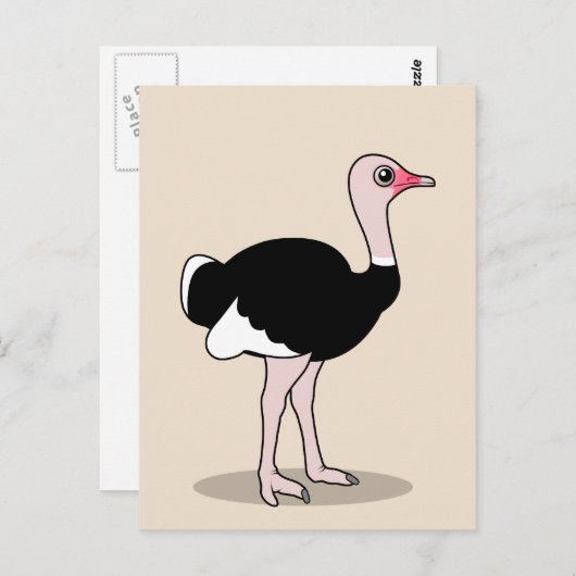 Cartoon Ostrich Briefkaart (Voorkant / Achterkant)