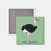 Cartoon Ostrich Magneet (Voorkant / Achterkant)