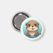 Cartoon otter illustratie magneet (Voorkant / Achterkant)