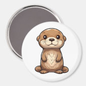 Cartoon otter illustratie magneet (Voorkant / Achterkant)