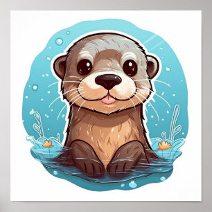 Cartoon otter illustratie poster