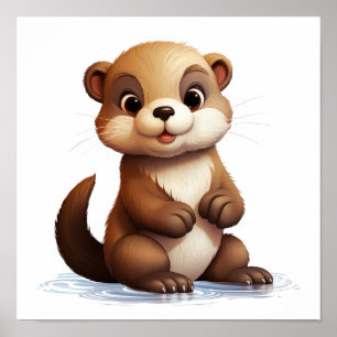 Cartoon otter illustratie poster