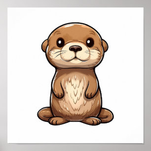 Cartoon otter illustratie poster