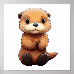 Cartoon otter illustratie poster