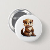 Cartoon otter illustratie ronde button 5,7 cm (Voorkant /achterkant)