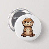 Cartoon otter illustratie ronde button 5,7 cm (Voorkant /achterkant)