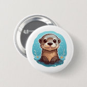Cartoon otter illustratie ronde button 5,7 cm (Voorkant /achterkant)