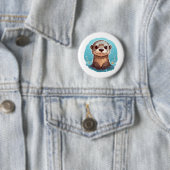 Cartoon otter illustratie ronde button 5,7 cm (In situ)