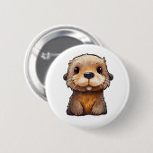 Cartoon otter illustratie ronde button 5,7 cm (Voorkant /achterkant)