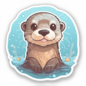 Cartoon otter illustratie sticker (Voorkant)