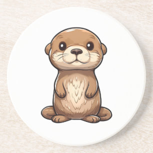 Cartoon otter illustratie zandsteen onderzetter