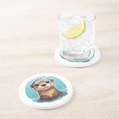 Cartoon otter illustratie zandsteen onderzetter (Zijkant)
