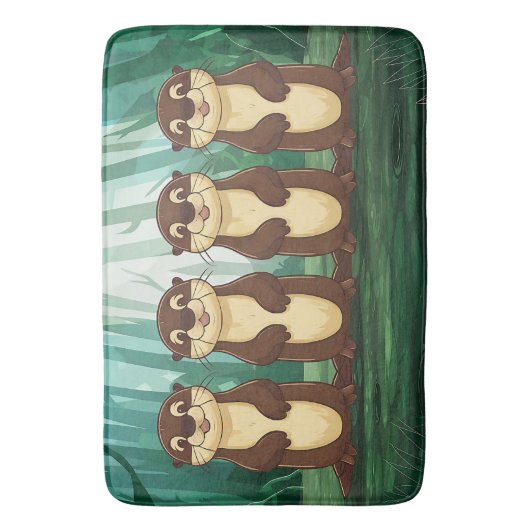 Cartoon Otters Badmat (Voorkant Verticaal)