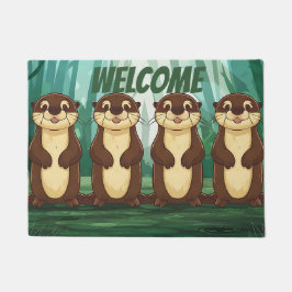 Cartoon Otters Deurmat