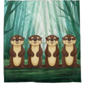 Cartoon Otters Douchegordijn (Voorkant)