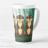 Cartoon Otters Latte Mok (Rechterhoek)