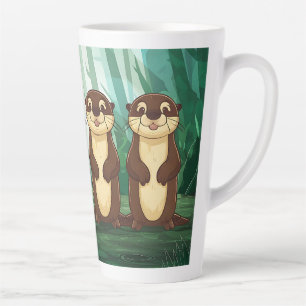 Cartoon Otters Latte Mok