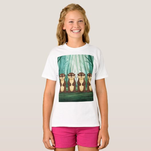 Cartoon Otters T-shirt (Voorkant volledig)