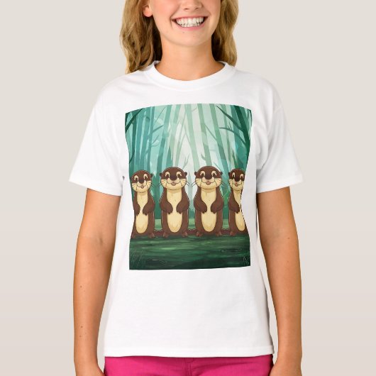 Cartoon Otters T-shirt (Voorkant)
